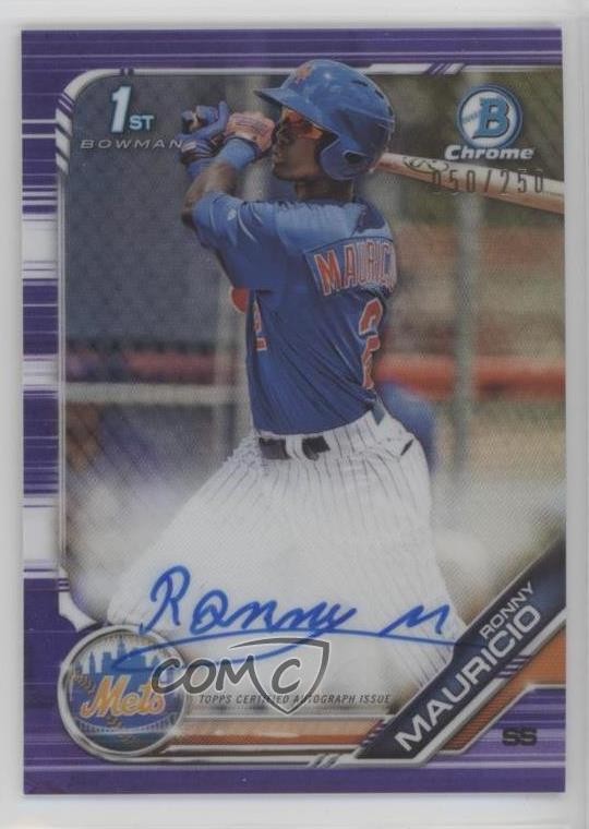 2019 Bowman Chrome Prospect Purple Refractor 50/250 Ronny Mauricio Auto lz7