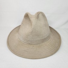 Vintage Dorfman Pacific Beige Canvas Safari Wide Brim Western Hat Large Mens