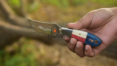 Handmade Rasp Steel Cowboy Knife | Texas Flag Handle, Leather