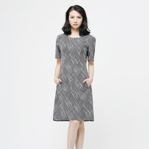 Summer Women's European And American Fashion O-neck Dress Short Sleeve4419