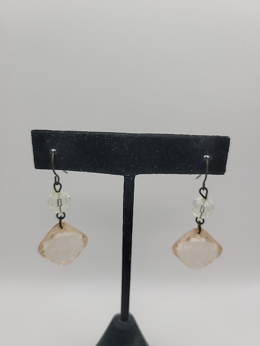 Vintage Premier Designs Earrings Pierced Drop Dangle Pink White