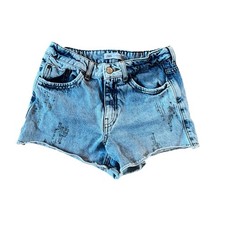 Zara Raw Edged Light Wash Denim Shorts with Rhinestones  Kids 11-12