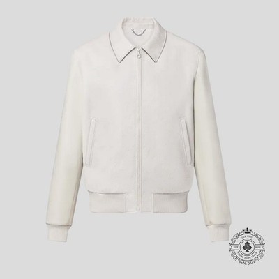 Louis Vuitton Debossed Monogram Mix Leather Jacket in White | eBay
