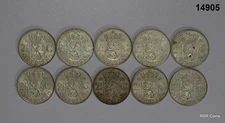 LOT OF 10 NETHERLAND QUEEN JULIANA .720 SILVER 2 1/2 GULDEN #14905