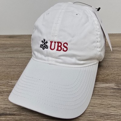 UBS Credit Suisse Bank Hat Nike Heritage86 Dri-Fit White Adjustable OSFA NWT!