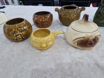 Vintage/Retro einzigartige Keramik Neuheit Zwiebelform Gesicht Töpfe X5