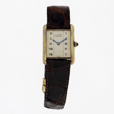 CARTIER 590005 Must tank WATCH Ivory GF/leather QZ 5