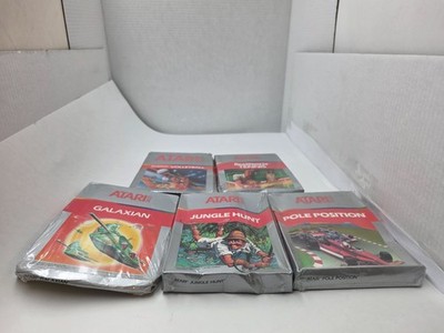 5 NEW ATARI 2600 + CRUSHED BOX GALAXIAN/JUNGLE /TENNIS /V-BALL/POLE POSITION B1