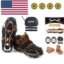 Ice Snow Grips Crampons Traction Cleats,19 Stainless Steel Spikes for Women M...