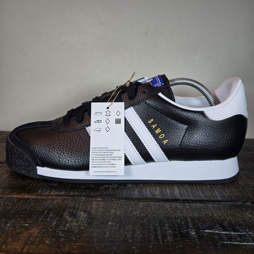 Adidas Samoa Mens Size 10.5 Leather Shoes Sneaker Athletic 019351 Black White - Picture 7 of 12