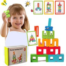 Montessori Math Toys Wooden Number Stacking Building Blocks Digital Balance Toy
