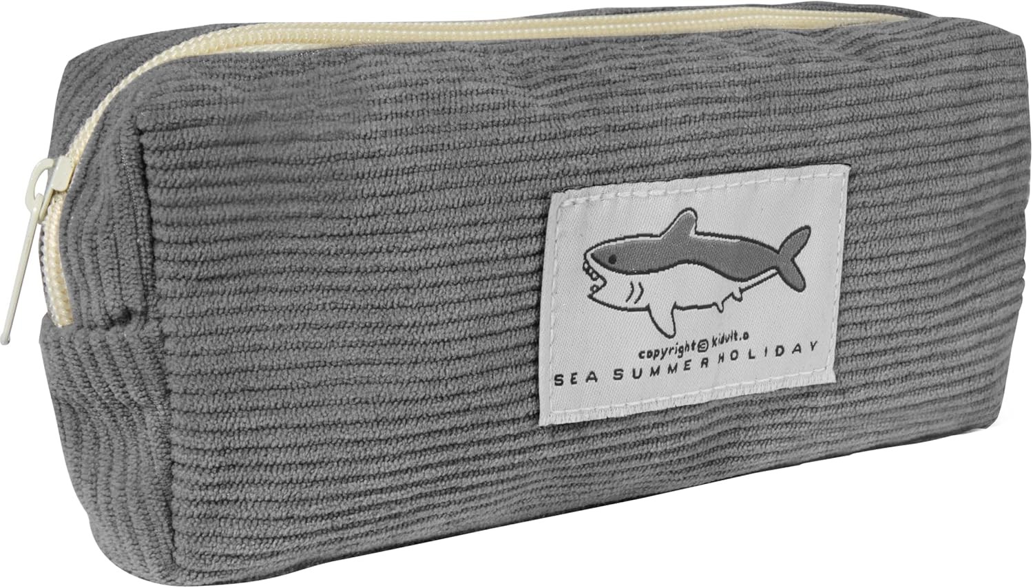 Case Large Capacity Pencil Pouch With Shark, Gray Zippered Pouch Fo