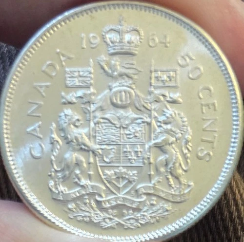 Canada 50 Cents 1964 UNC 0.3 Troy Ounce Actual Silver Weight