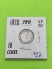 1928 Canadian Silver 10 cent Coin King George V .8Silver Dime AG Trending At $12
