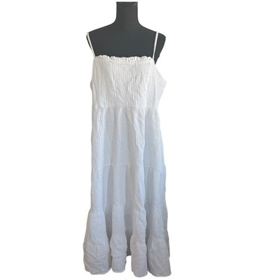 Knox Rose White Gauze Tiered Maxi Dress Size XXL Coastal Beach Vacation Resort