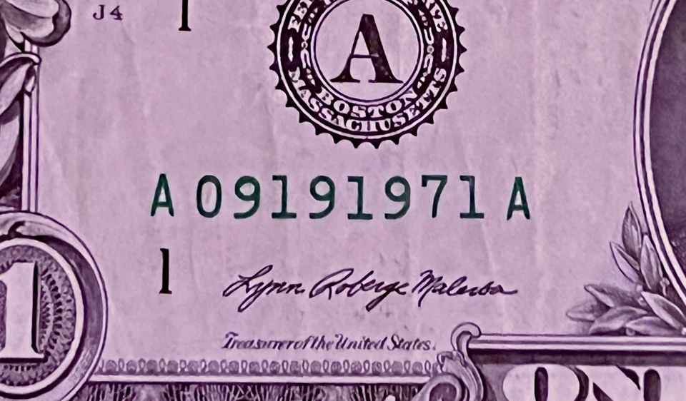 9/19/1971 Birthday Anniversary Date Note September 19th 1971 $1 One Dollar Bill - Image 4 of 4