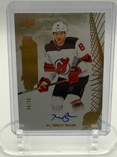 Reilly Walsh 2022-23 Upper Deck Premier Hockey #130 RC Gold Auto /35 NJ Devils