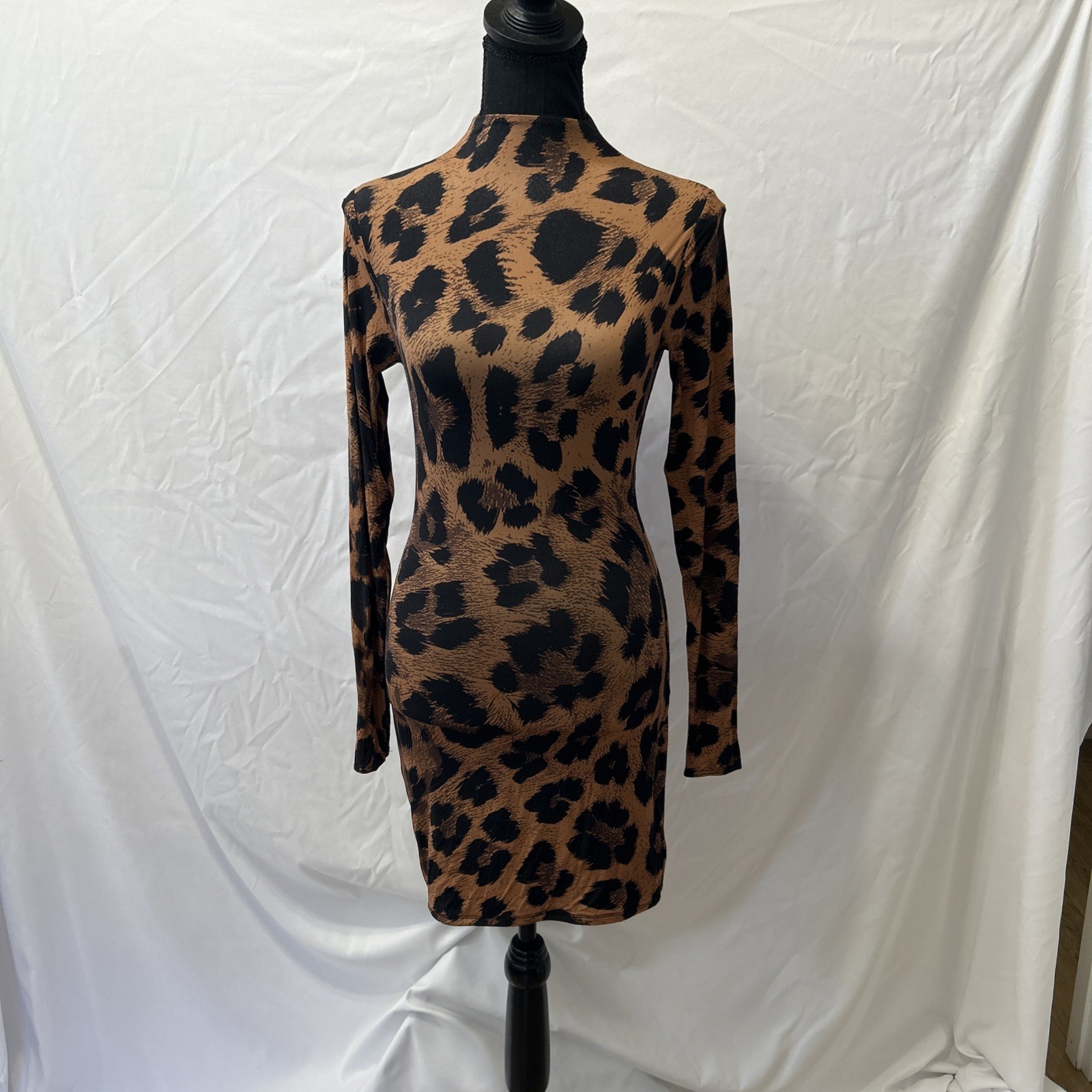 Naked Wardrobe Women’s Printed Long Sleeve Bodycon Mini Dress Size Medium