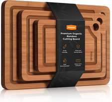 Bamboo Cutting Board for Kitchen, Knife-Friendly Wooden Cutting Boards Set 3-Pie