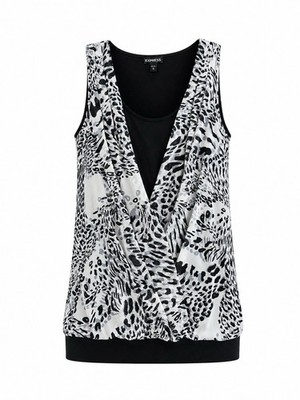Women s Express Size SP Double Layer Tank Top Black And White Animal Print