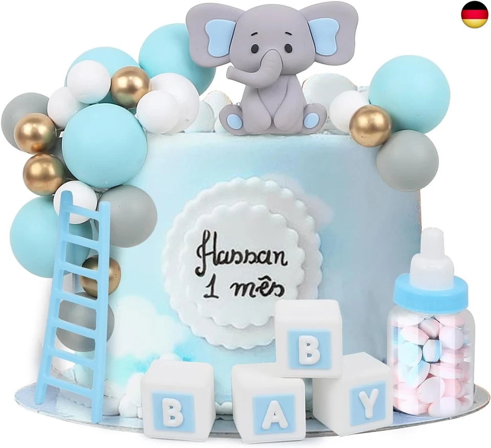 LARDUX 24 Stück Tortendeko Elefant Babyparty Kuchen Deko, Elefant Cake Topper