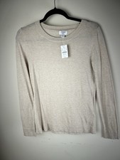 J.Crew Factory Women  s Teddie Sweater Neutral Tan Beige Pullover Basics Elegant