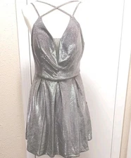 Crystal Doll Sliver Metallic Dress Junior's Size 7