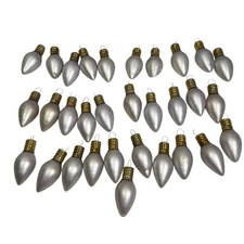 31 Silver Matte Glass Light Bulb Christmas Ornaments 2" Feather Tree