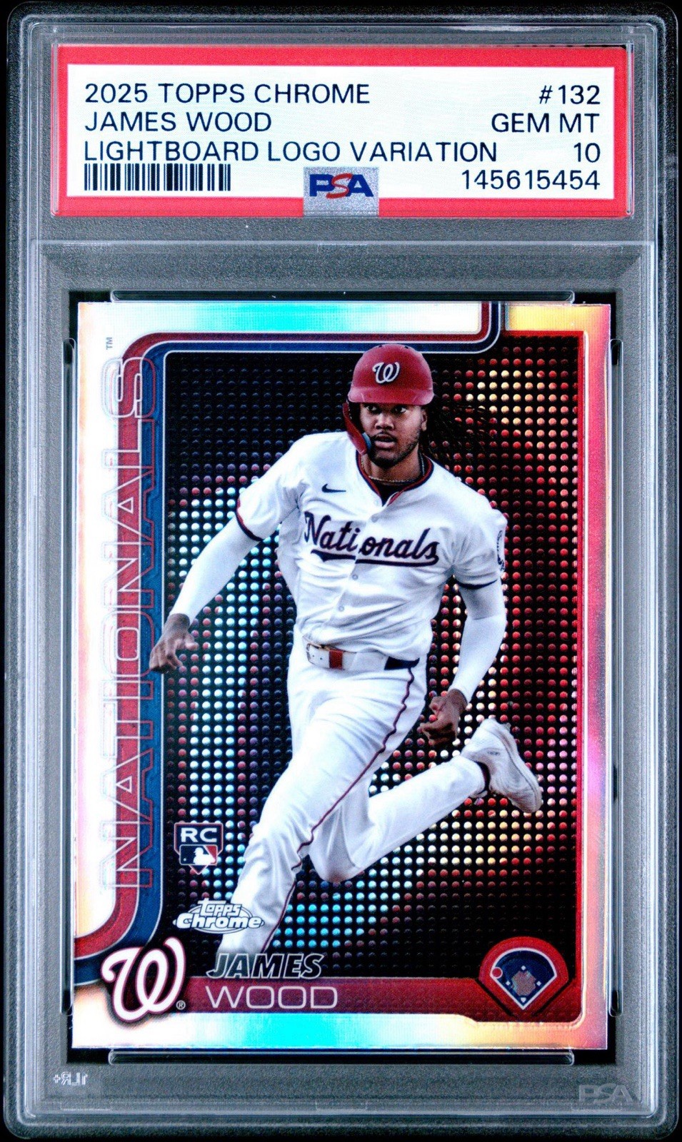 2025 Topps Chrome James Wood RC #132 Lightboard Logo Refractor SSP PSA 10 Pop 4