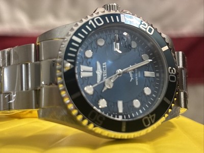 Invictas Blue Green Dial Pro Diver 43mm On SS Band Mens Watch #30019