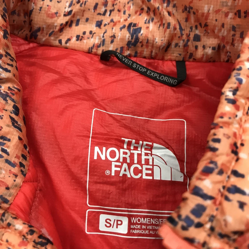 Chaleco North Face Mujer Pequeño Naranja Thermoball Puffer Cremallera Ligero Floral Foto 4 de 4