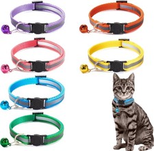 Cat Collar With Bell 6 Pack Durable Breakaway Adjustable Reflective Cat Collars