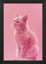 Cat In Glitter And Diamond Framed Wall Art Poster Canvas Print Picture