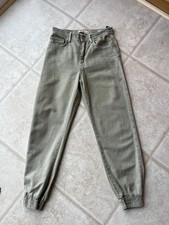 Zara ladies khaki green The Mercer denim jogger trousers size x small