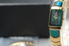 Vtg 1995 Seiko Lassale 1F20-6C70 Green Accents Gold Quartz Womens Watch JAPAN