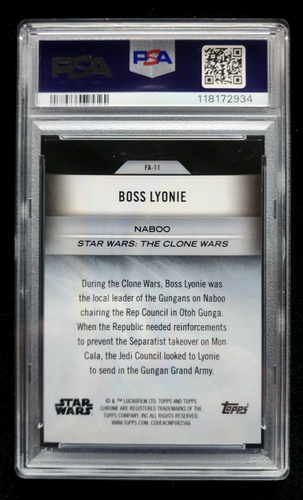 2024 Topps Star Wars Hyperspace Boss Lyonie F/A Gold Refractor #/50 PSA 10 POP 1 - Picture 2 of 2