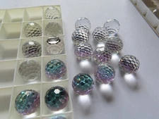 6 Swarovski 3/4 Flatback Disco Balls in 12mm Vitrail Light. #4861 