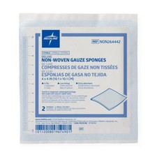 Deluxe 4-Ply Sterile Nonwoven Gauze Sponge, 4" X 4", Pack of 2