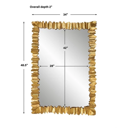Uttermost Lev Contemporary Style Steel MDF Wood Mirror in Gold Finish - Picture 7 of 7