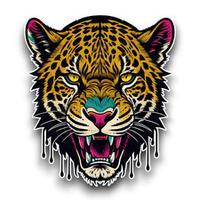Jaguar Big Cat Animal Head With Dripping Effect Vinyl Sticker Decal 100x88mm