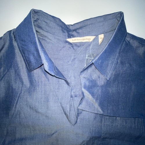 Soft Surroundings NWOT XL Petite Tencel Long Sleeve Tunic Top Blue Grey Pullover - Picture 4 of 7