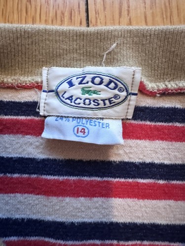Vintage IZOD Lacoste Red Blue Stripe Sweater Boys Size 14 Sweatshirt Big Gator - Picture 6 of 14