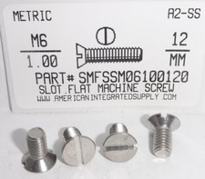 M6-1.00X12MM FLAT HEAD SLOTTED MACHINE SCREWS A2 STAINLESS STEEL (13)