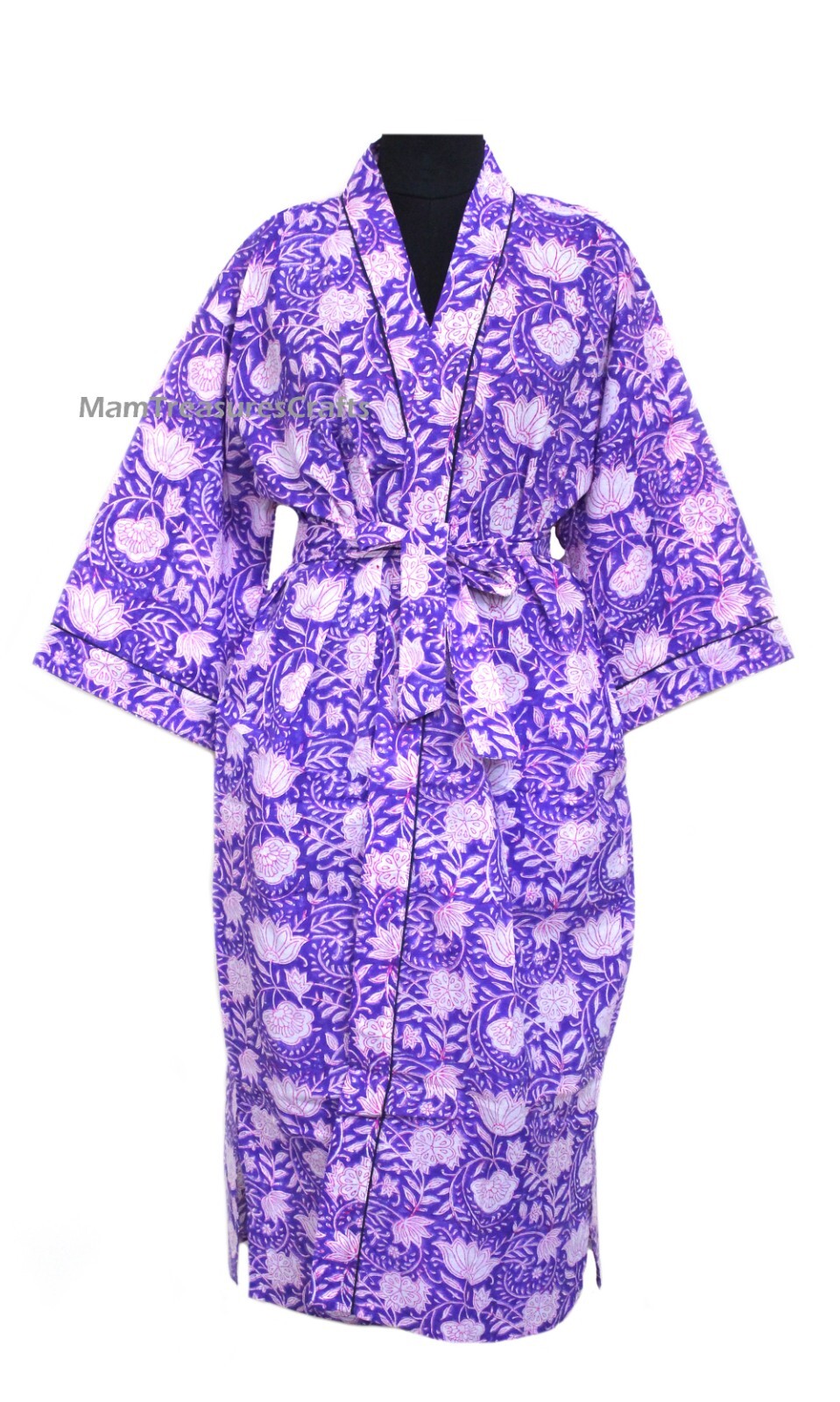 Beautiful Purple Robe Indian Handmade Cotton Beautiful Purple Kimono Robe Bohemian Hippie ...