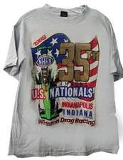 VRHTF NHRA COOL VTG "1989 35RD US NATIONALS INDY IRP INDIANPOLIS" MED T SHIRT