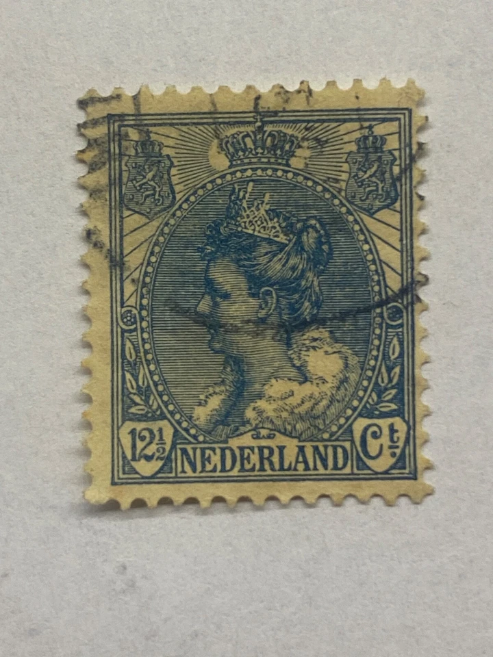 Sello rara con la Princesa Guillermina Países Bajos. Es de color azul 12 1/2 cen - Imagen 3 de 4