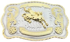 Cowboy Western Rodeo Horse Rider Gold Tone Large Belt Buckles