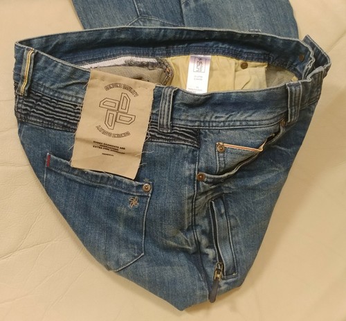 DKS Hin JEANS DONNA CIMOSA BIKER DENIM EFFETTO INVECCHIATO TAGLIA 29 X 32 NUOVO SENZA ETICHETTE - Foto 9 di 12