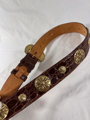 SAKS FIFTH AVENUE Vintage Brown Leather Alligator Embossed  display picture 3