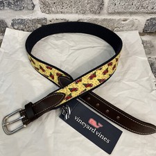 NWT Vineyard Vines Boy's Christmas Truck  Tree Canvas Club Belt Yellow Size 28